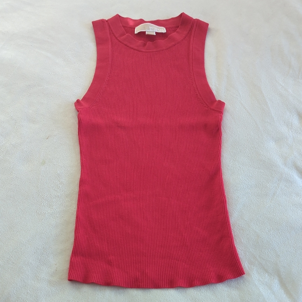 Sleeveless Red Ribbed Top